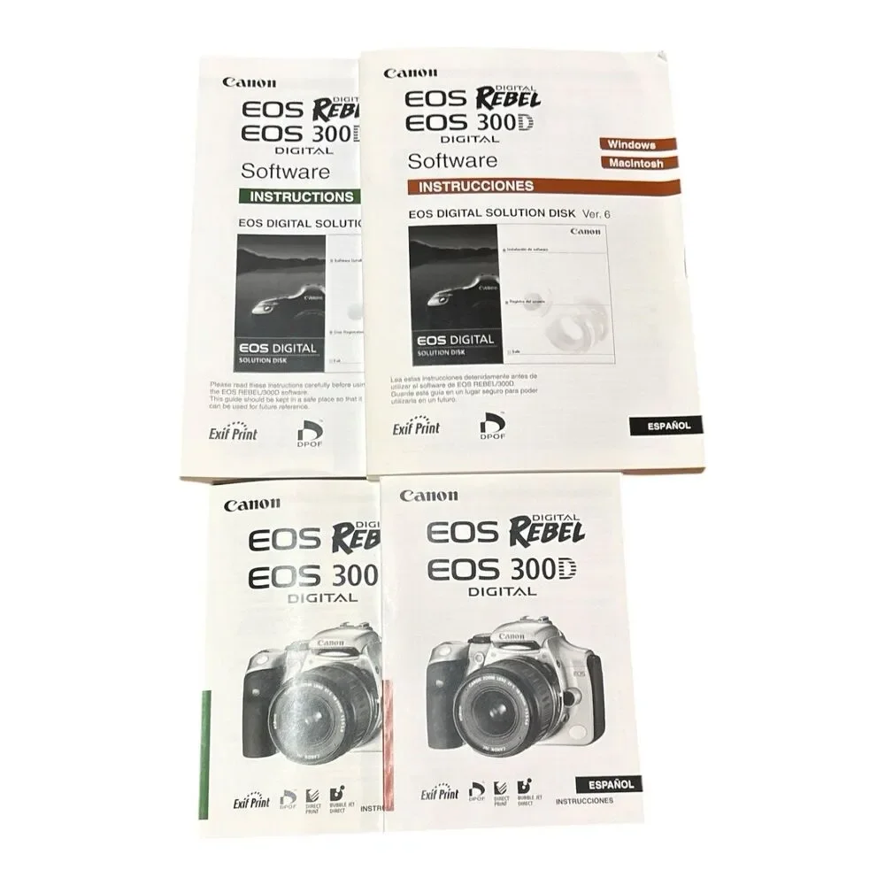 Canon EOS Digital Rebel 300D DSLR Camera Bundle 2 Batteries/ Charger Strap Cable